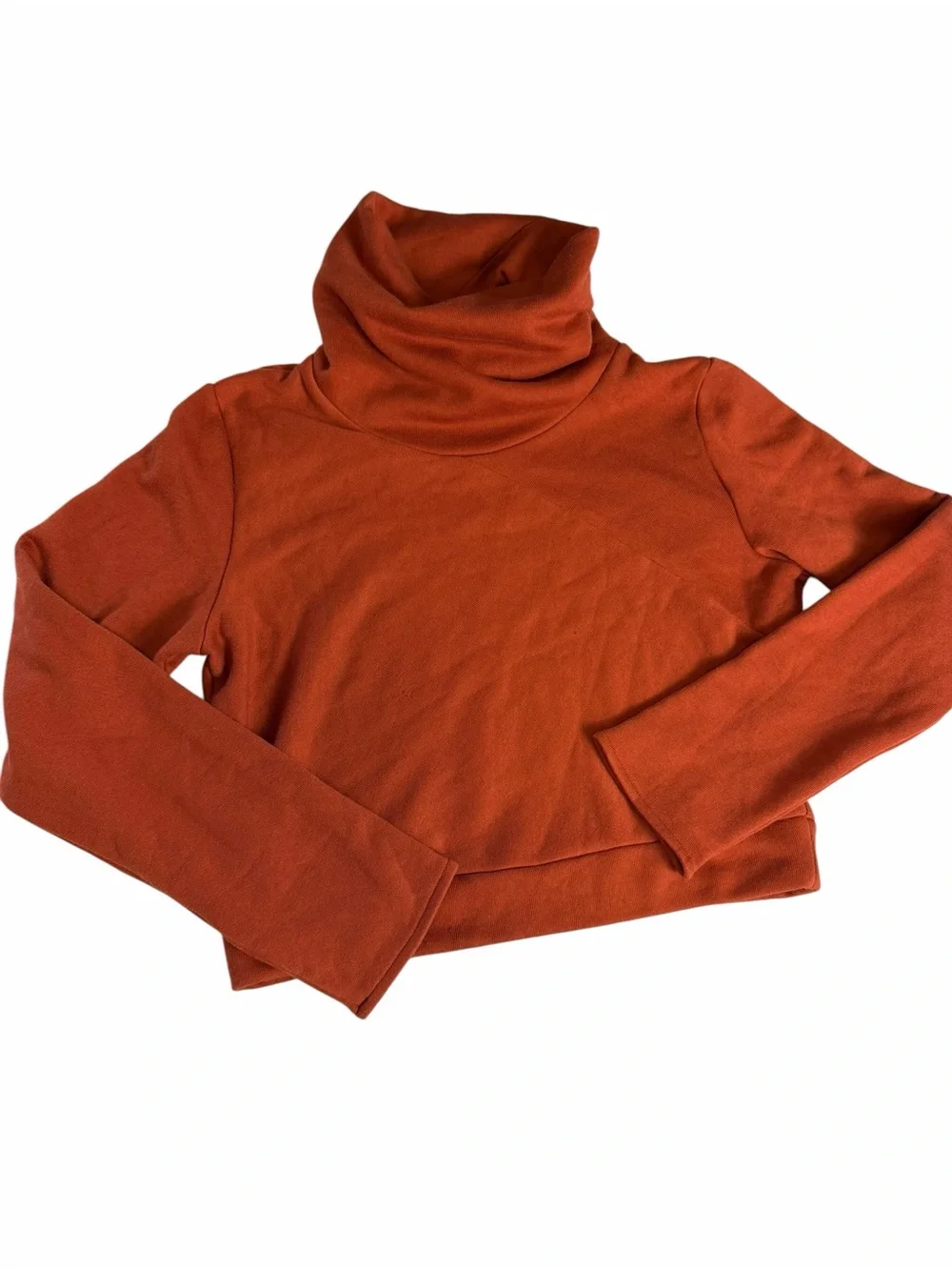 ALO Yoga Soleil Long-Sleeve Cropped Turtleneck Top rust size medium